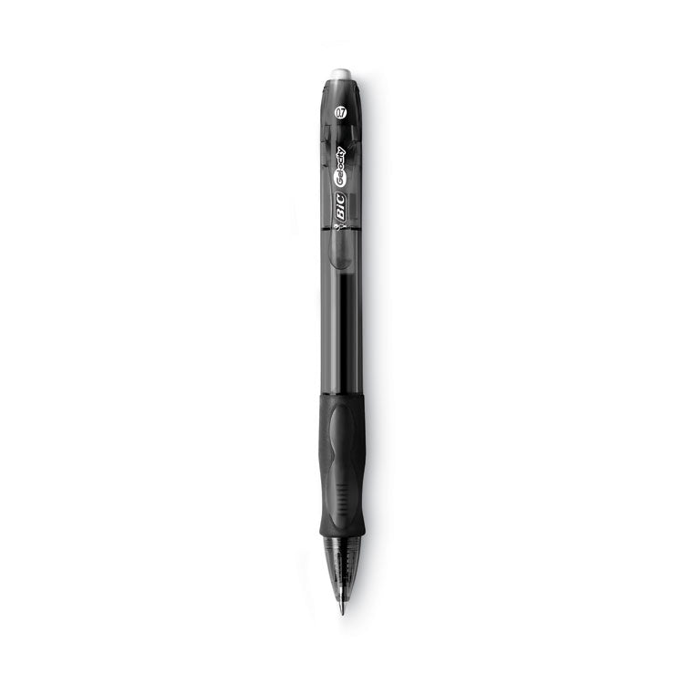 BIC - Gel-ocity Gel Pen, Retractable, Medium 0.7 mm, Black Ink, Translucent Black Barrel, Dozen