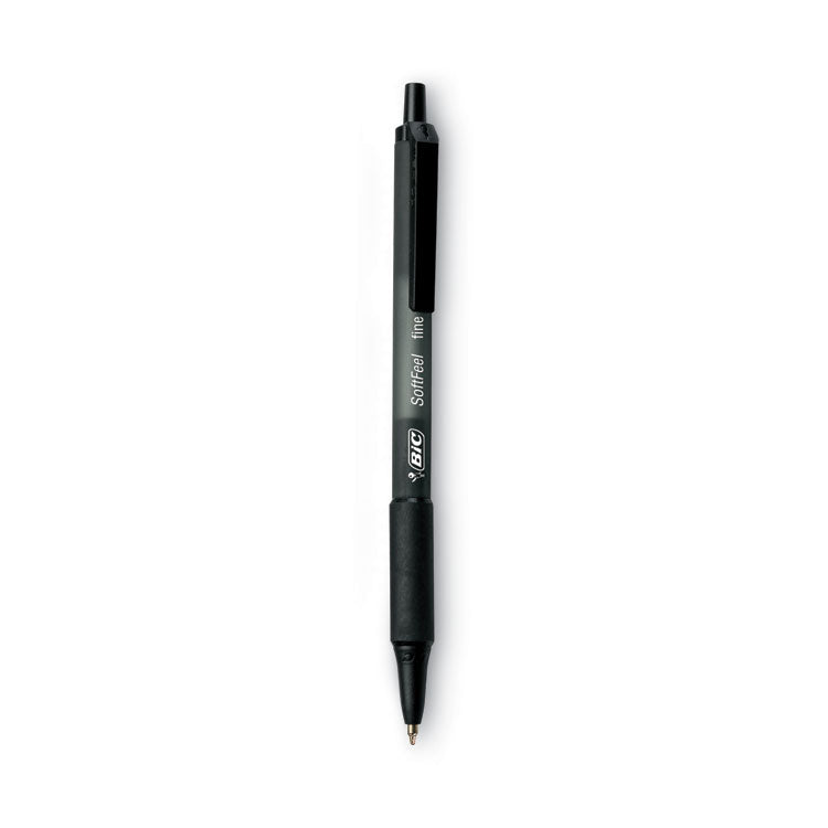 BIC - Soft Feel Ballpoint Pen, Retractable, Medium 1 mm, Black Ink, Black Barrel, Dozen