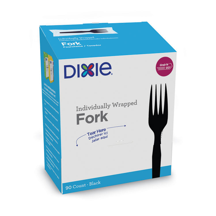 Dixie - Grab’N Go Wrapped Cutlery, Forks, Black, 90/Box