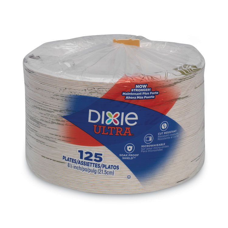 Dixie - Pathways Soak Proof Shield Heavyweight Paper Plates, 8.5" dia, Green/Burgundy, 125/Pack