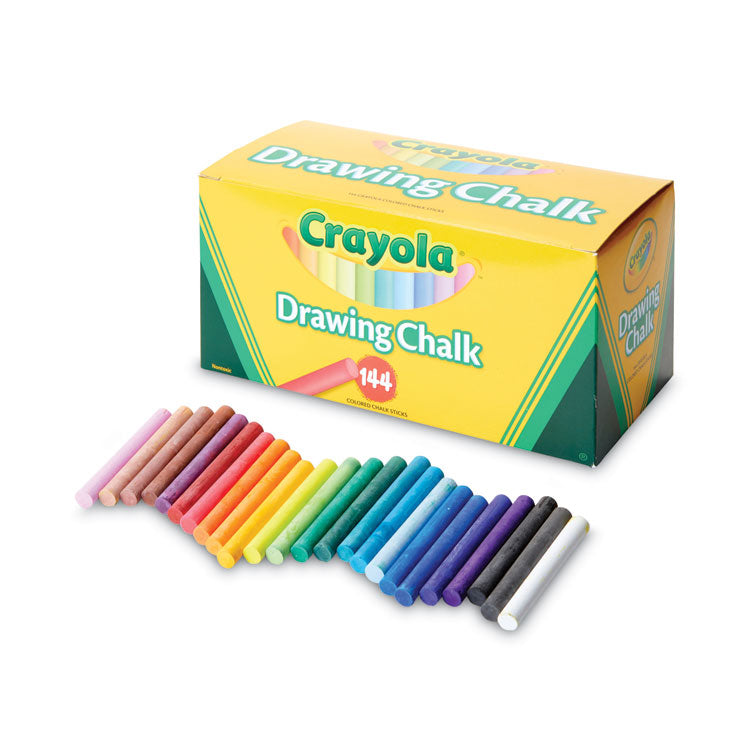 Crayola - Colored Drawing Chalk, 3.19" x 0.38" Diameter, Six Each of 24 Assorted Colors, 144 Sticks/Set