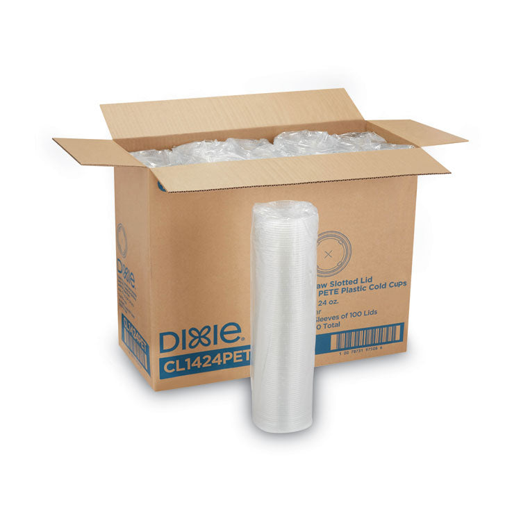 Dixie - Cold Drink Cup Lids, Fits 16 oz Plastic Cold Cups, Clear, 100/Sleeve, 10 Sleeves/Carton