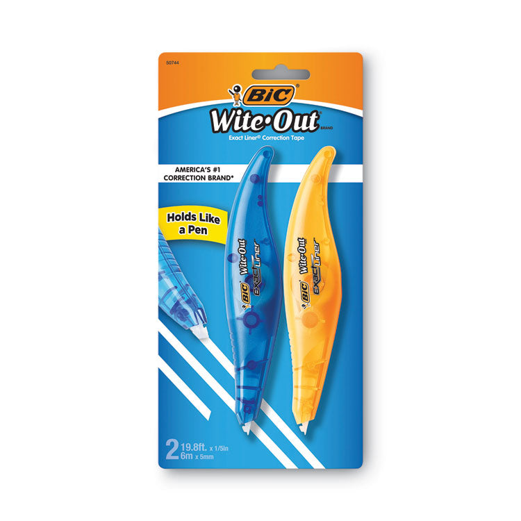 BIC - Wite-Out Brand Exact Liner Correction Tape, Non-Refillable, Blue/Orange Applicators, 0.2" x 236", 2/Pack