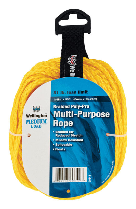 WELLINGTON - Wellington 1/4 in. D X 50 ft. L Yellow Braided Poly Rope