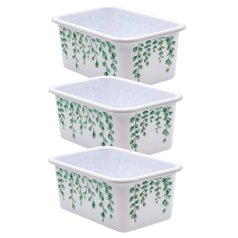 TEACHER CREATED RESOURCES - Eucalyptus Small Plastic Storage Bin, Pack of 3