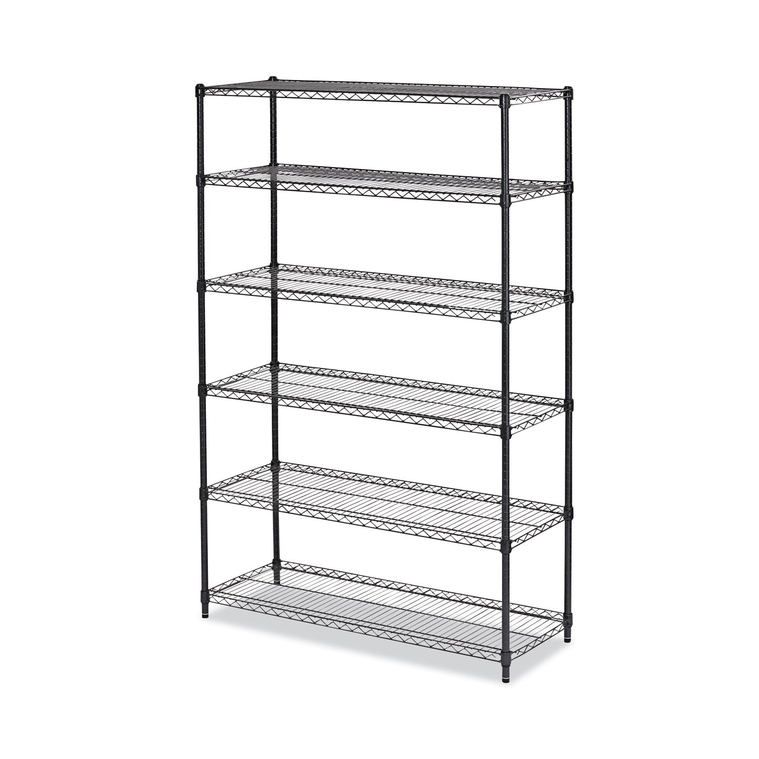 Nsf Certified 6-Shelf Wire Shelving Kit, 48w X 18d X 72h, Black Anthracite