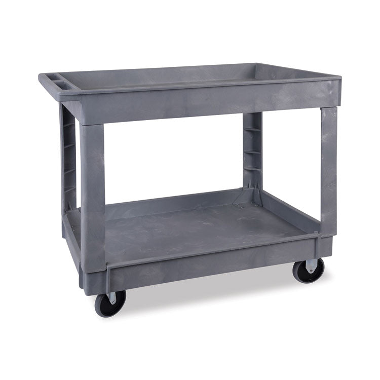 Boardwalk - Two-Shelf Utility Cart, Plastic, 2 Shelves, 300 lb Capacity, 24" x 40" x 31.5", Gray