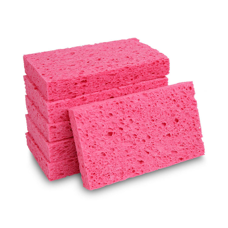 Boardwalk - Small Cellulose Sponge, 3.6 x 6.5, 0.9" Thick, Pink, 2/Pack, 24 Packs/Carton