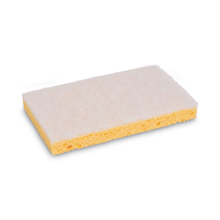 Boardwalk - Scrubbing Sponge, Light Duty, 3.6 x 6.1, 0.7" Thick, Yellow/White, Individually Wrapped, 20/Carton