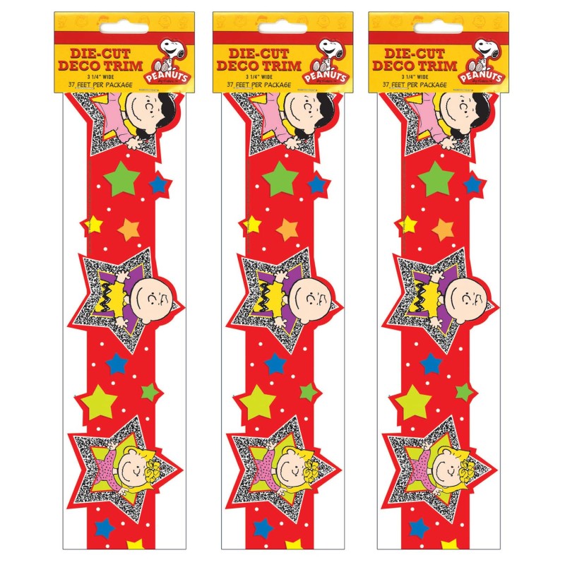 EUREKA - Peanuts® Super Star Extra Wide Die Cut Deco Trim®, 37 Feet Per Pack, 3 Packs