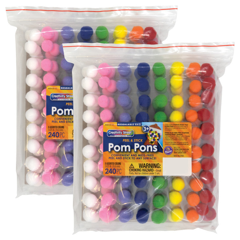 CREATIVITY STREET - Peel & Stick Poms, 240 Per Pack, 2 Packs