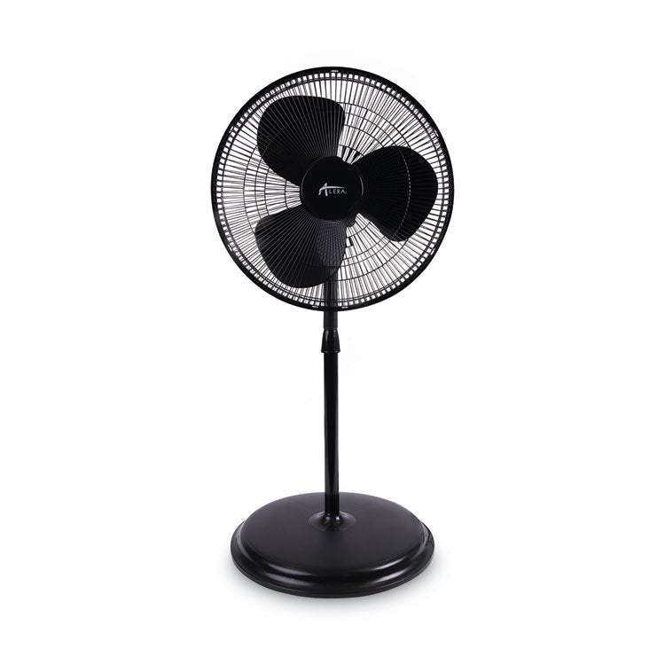 Alera - 16" 3-Speed Oscillating Pedestal Stand Fan, Metal, Plastic, Black