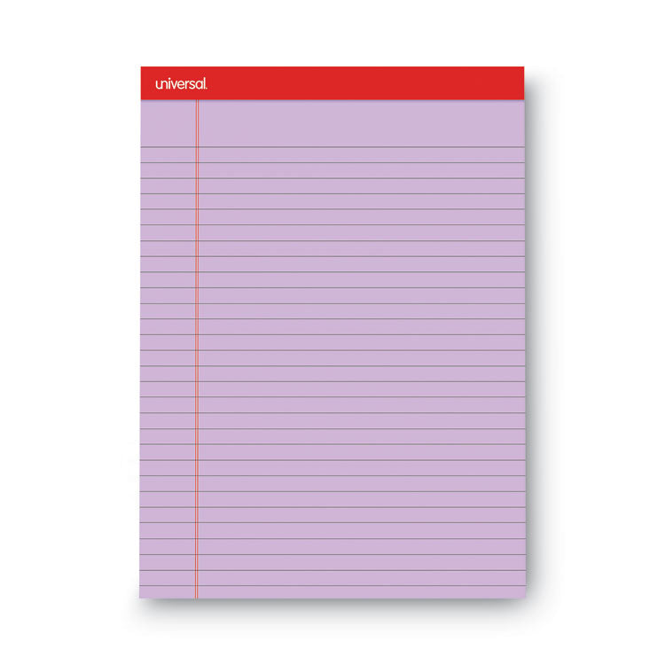 Universal - Colored Perforated Ruled Writing Pads, Wide/Legal Rule, 50 Assorted Color 8.5 x 11.75 Sheets, 6/Pack