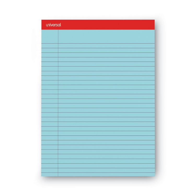 Universal - Colored Perforated Ruled Writing Pads, Wide/Legal Rule, 50 Blue 8.5 x 11 Sheets, Dozen