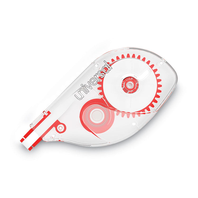 Universal - Side-Application Correction Tape, Transparent Gray/Red Applicator, 0.2" x 393", 2/Pack