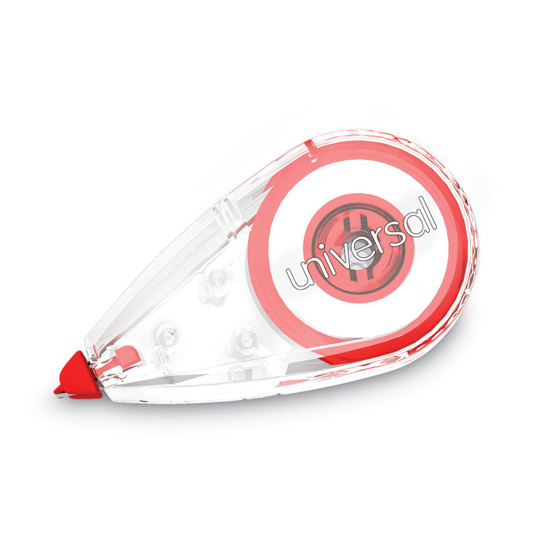 Universal - Correction Tape, Mini Economy, Non-Refillable, Clear/Red Applicator, 0.25" x 275", 10/Pack