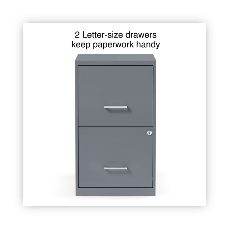 Alera - Soho Vertical File Cabinet, 2 Drawers: File/File, Letter, Charcoal, 14" x 18" x 24.1"