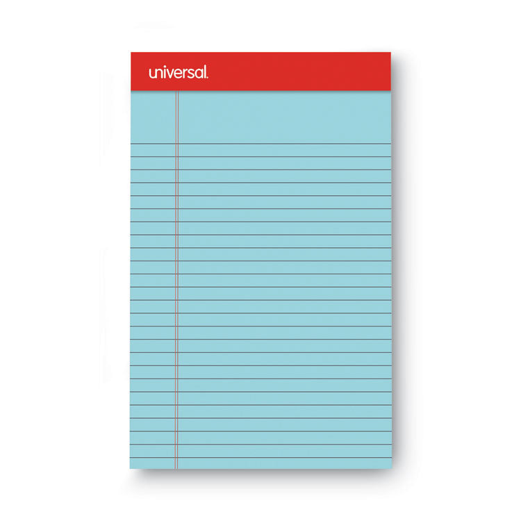 Universal - Colored Perforated Ruled Writing Pads, Narrow Rule, 50 Blue 5 x 8 Sheets, Dozen