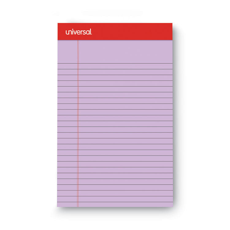 Universal - Colored Perforated Ruled Writing Pads, Narrow Rule, 50 Orchid 5 x 8 Sheets, Dozen