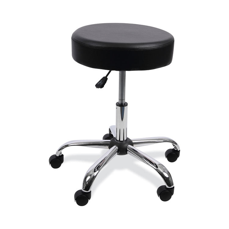 Alera - Height Adjustable Lab Stool, Backless, Supports Up to 275 lb, 19.69" to 24.80" Seat Height, Black Seat, Chrome Base