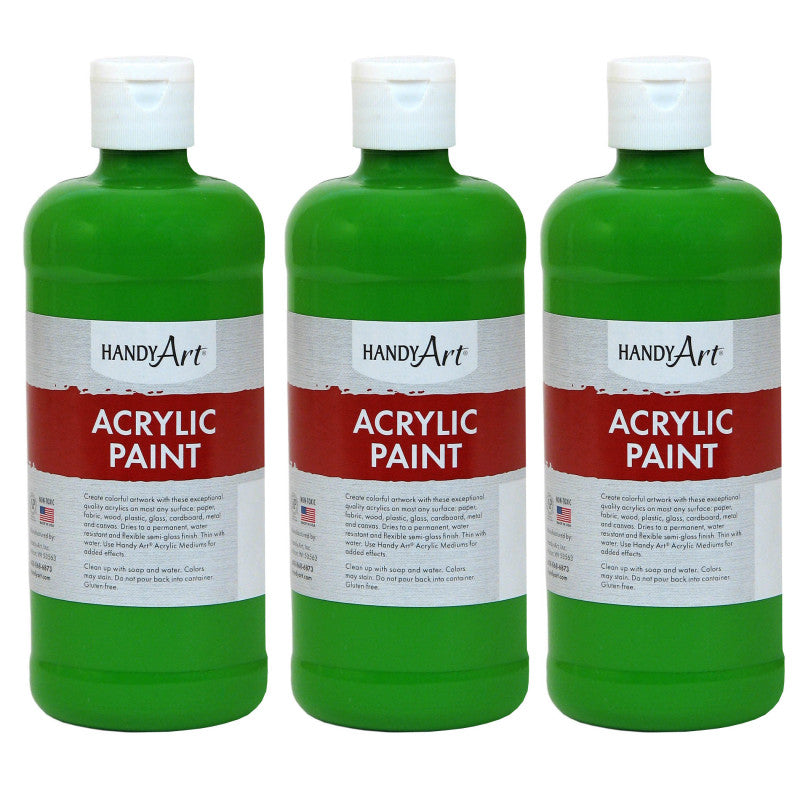 HANDY ART - Acrylic Paint 16 oz, Light Green, Pack of 3