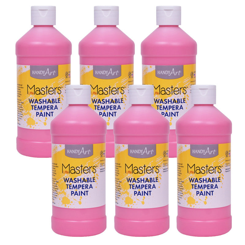 HANDY ART - Little Masters® Washable Tempera Paint, Pink, 16 oz., Pack of 6