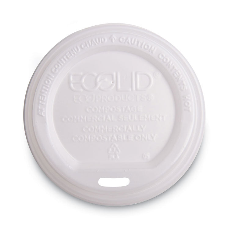 Eco-Products - EcoLid Renewable/Compostable Hot Cup Lid, PLA, Fits 10 oz to 20 oz Hot Cups, 50/Pack, 16 Packs/Carton