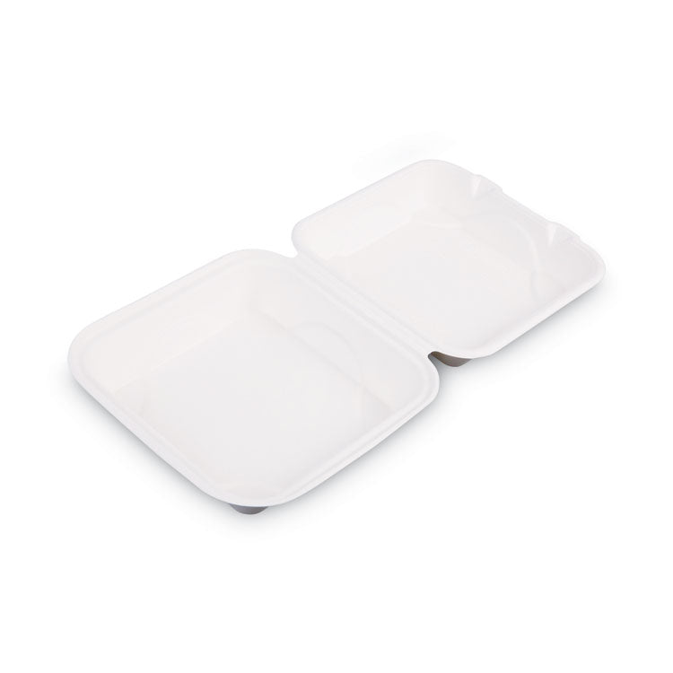 Eco-Products - Vanguard Renewable and Compostable Sugarcane Clamshells, 1-Compartment, 8 x 8 x 3, White, 200/Carton