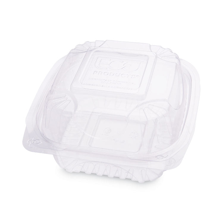 Eco-Products - Clear Clamshell Hinged Food Containers, 6 x 6 x 3, Plastic, 80/Pack, 3 Packs/Carton