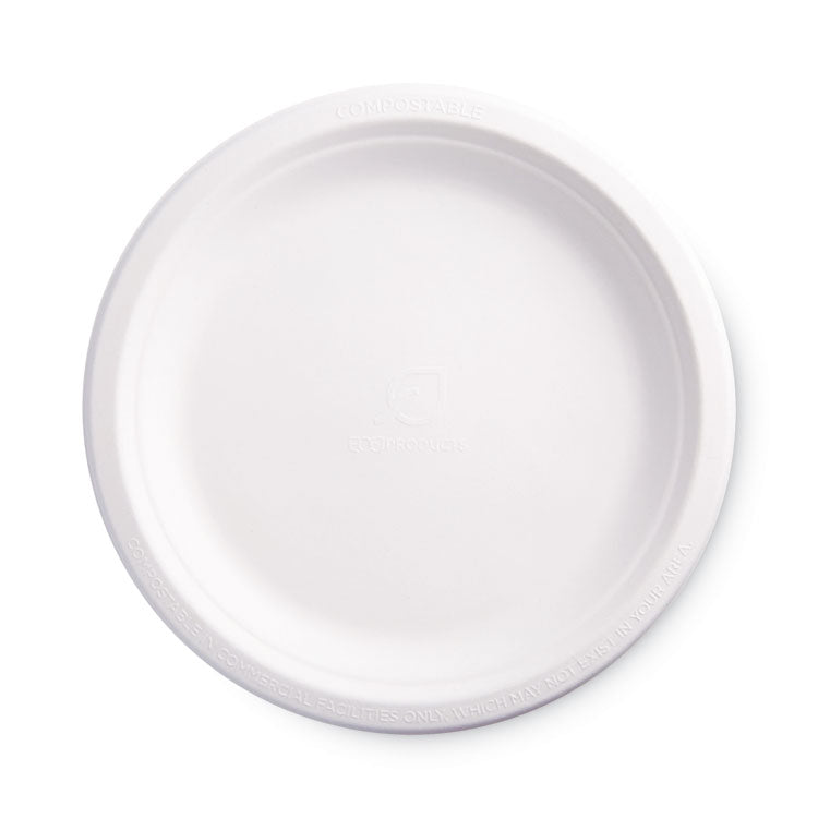 Eco-Products - Renewable and Compostable Sugarcane Plates, 9" dia, Natural White, 50/Packs