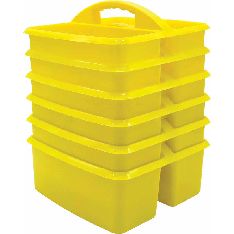 TEACHER CREATED RESOURCES - Yellow Plastic Storage Caddy, Pack of 6