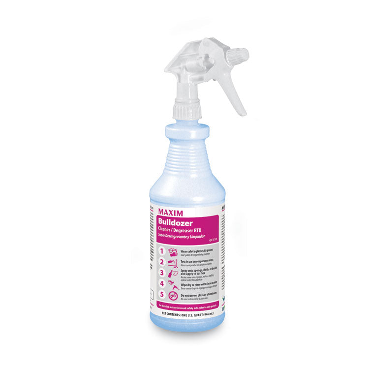 Maxim - Bulldozer Cleaner/Degreaser RTU, Safe-to-Ship, Lemon Scent, 32 oz, 6/Carton