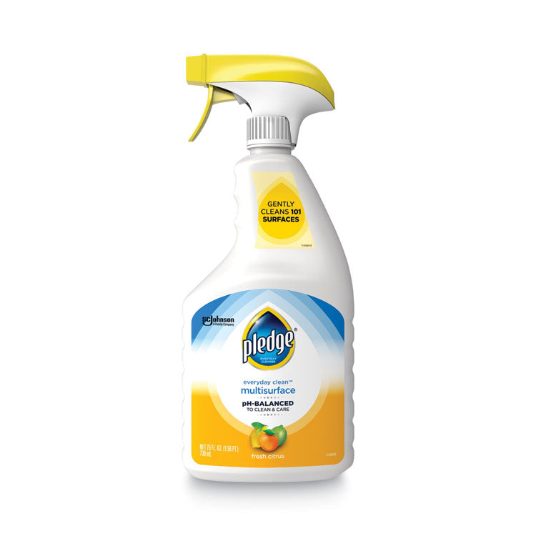 Pledge - pH-Balanced Everyday Clean Multisurface Cleaner, Clean Citrus Scent, 25 oz Trigger Spray Bottle, 6/Carton