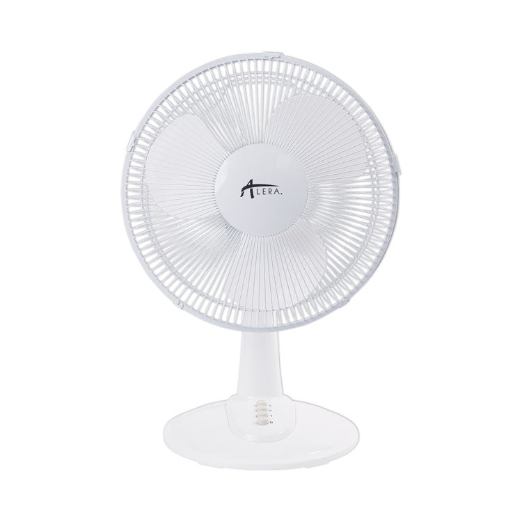 Alera - 12" 3-Speed Oscillating Desk Fan, Plastic, White