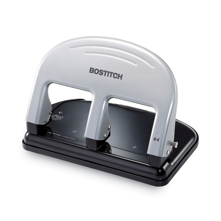 Bostitch - 40-Sheet EZ Squeeze Three-Hole Punch, 9/32" Holes, Black/Silver