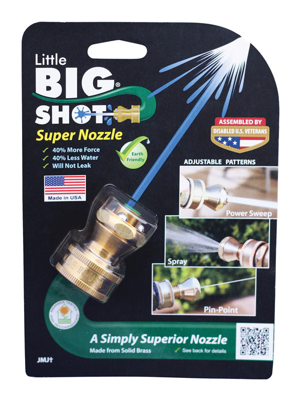 LITTLE BIG SHOT - Little Big Shot 3 Pattern Adjustable Continuous Brass Hose Nozzle