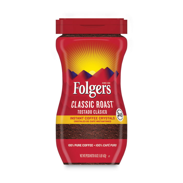 Folgers - Instant Coffee Crystals, Classic Roast, 16oz Jar