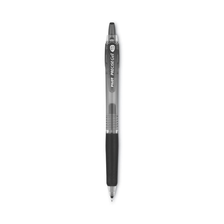 Pilot - Precise Gel BeGreen Gel Pen, Retractable, Fine 0.7 mm, Black Ink, Black Barrel, Dozen