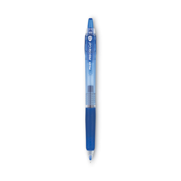 Pilot - Precise Gel BeGreen Gel Pen, Retractable, Fine 0.7 mm, Blue Ink, Blue Barrel, Dozen