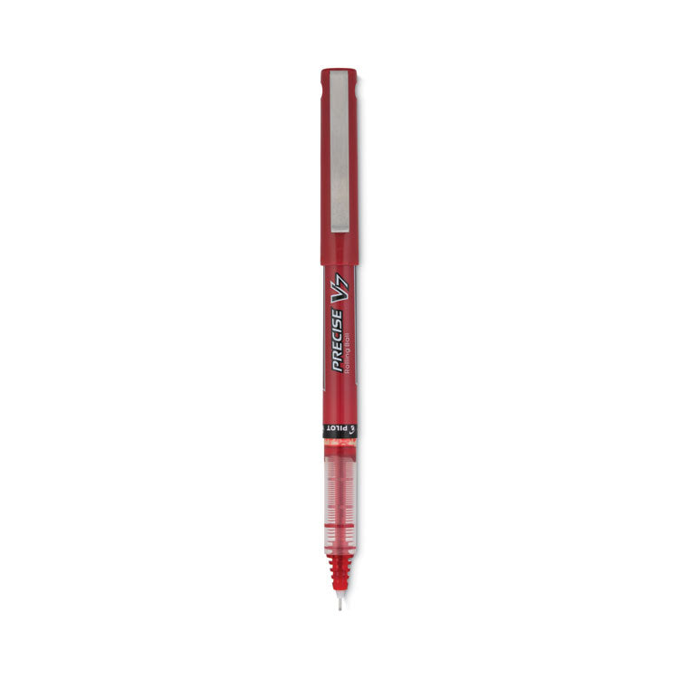 Pilot - Precise V7 Roller Ball Pen, Stick, Fine 0.7 mm, Red Ink, Red Barrel, Dozen