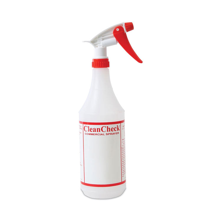 Boardwalk - Trigger Spray Bottle, 32 oz, Clear/Red, HDPE, 3/Pack