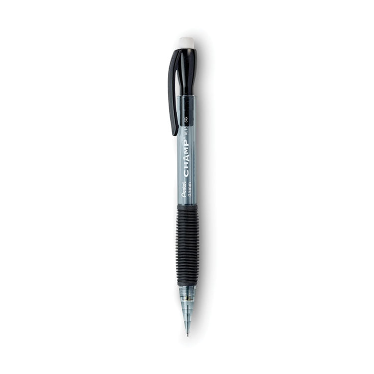 Pentel - Champ Mechanical Pencil, 0.5 mm, HB (#2.5), Black Lead, Translucent Gray Barrel, Dozen