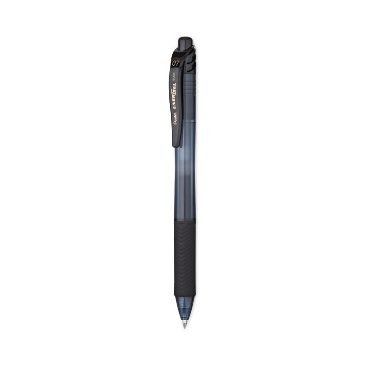 Pentel - EnerGel-X Gel Pen, Retractable, Medium 0.7 mm, Black Ink, Black Barrel, Dozen