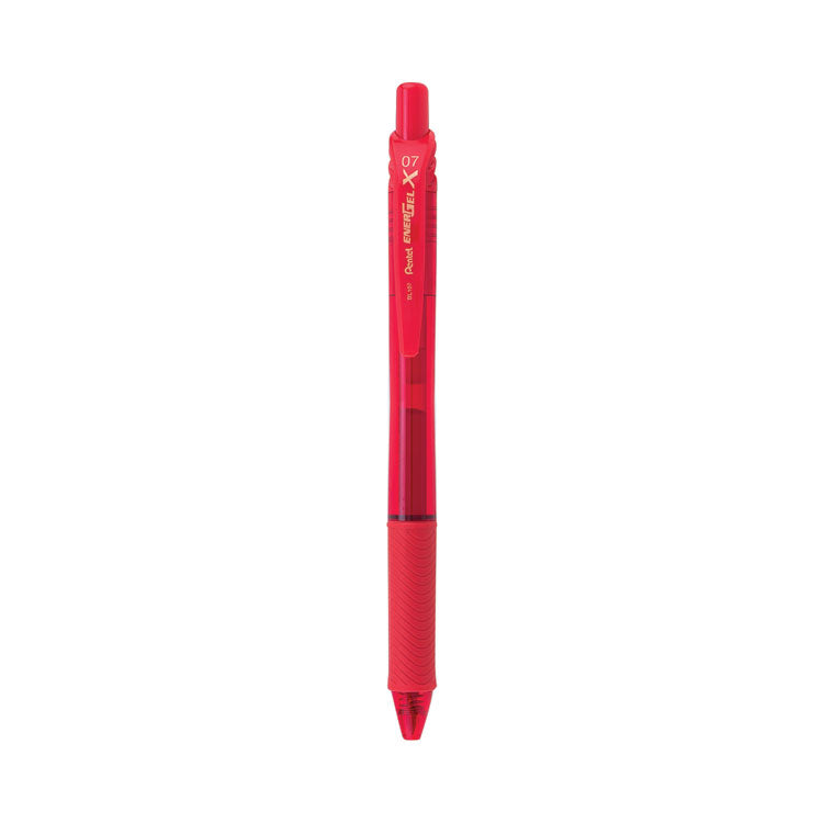 Pentel - EnerGel-X Gel Pen, Retractable, Medium 0.7 mm, Red Ink, Red Barrel, Dozen