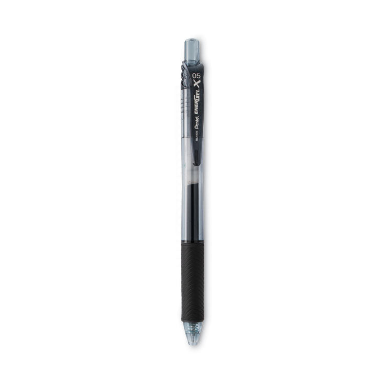 Pentel - EnerGel-X Gel Pen, Retractable, Fine 0.5 mm Needle Tip, Black Ink, Black Barrel, Dozen