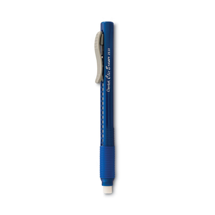 Pentel - Clic Eraser Grip Eraser, For Pencil Marks, White Eraser, Blue Barrel