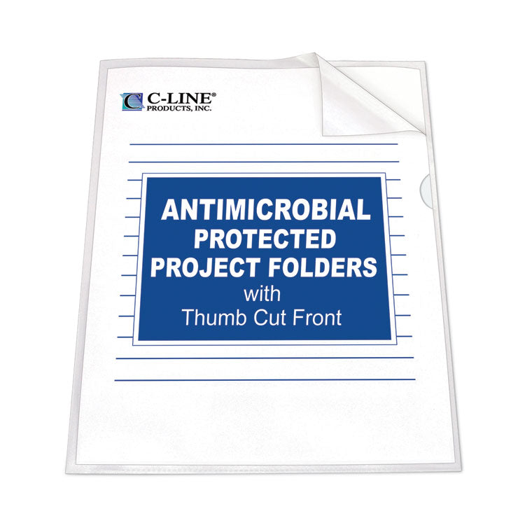 C-Line - Antimicrobial Protected Poly Project Folders, Letter Size, Clear, 25/Box