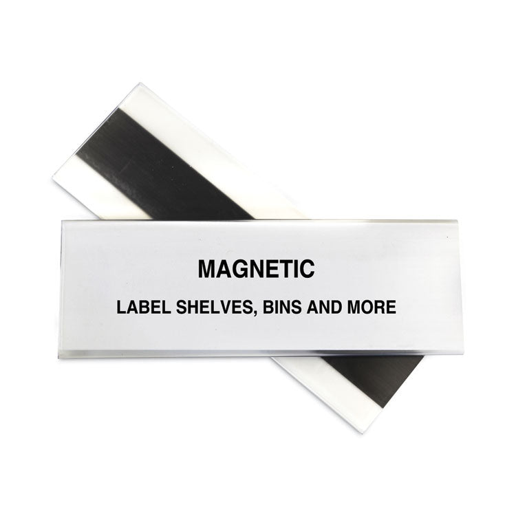 C-Line - HOL-DEX Magnetic Shelf/Bin Label Holders, Side Load, 2 x 6, Clear, 10/Box