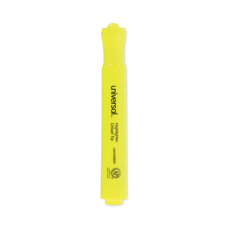 Universal - Desk Highlighter Value Pack, Fluorescent Yellow Ink, Chisel Tip, Yellow Barrel, 36/Pack