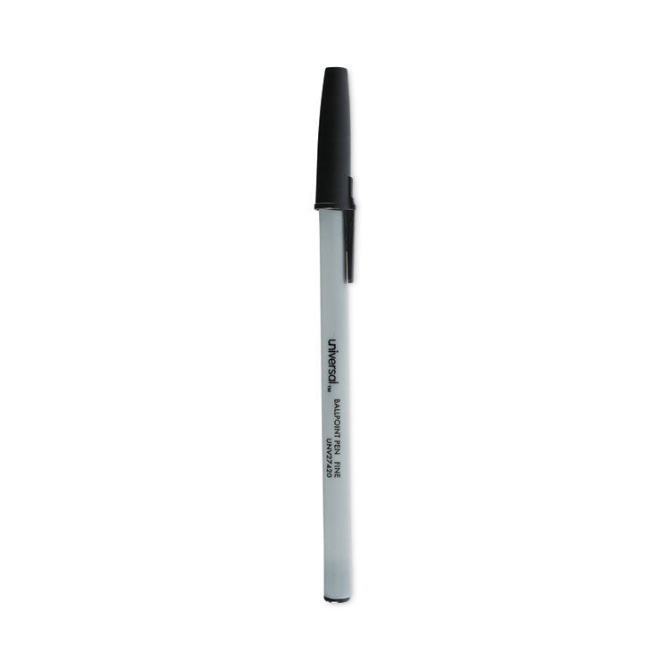 Universal - Ballpoint Pen, Stick, Fine 0.7 mm, Black Ink, Gray Barrel, Dozen